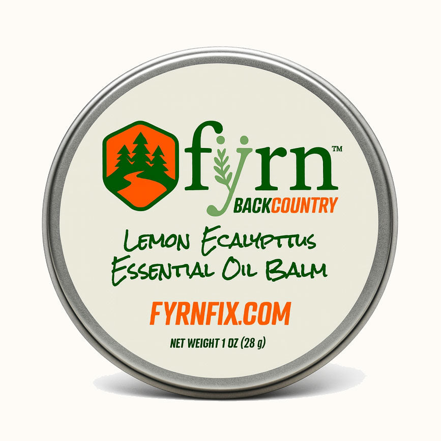 Fyrn Backcountry Lemon Eucalyptus Essential Oil Balm container on a white background