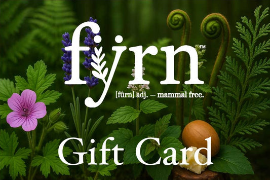 Gift card with fyrn logo and plant-themed design