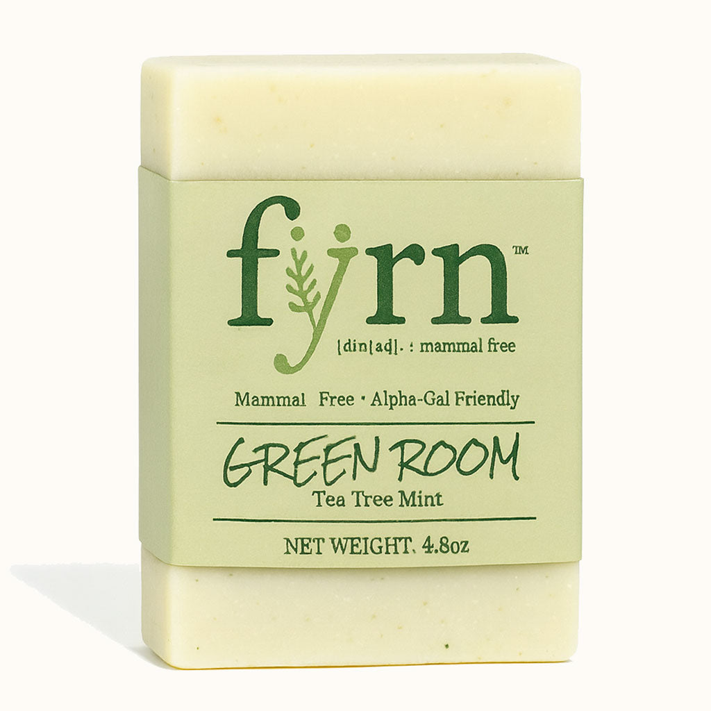 Bar of soap with 'fyrn' branding on a white background
