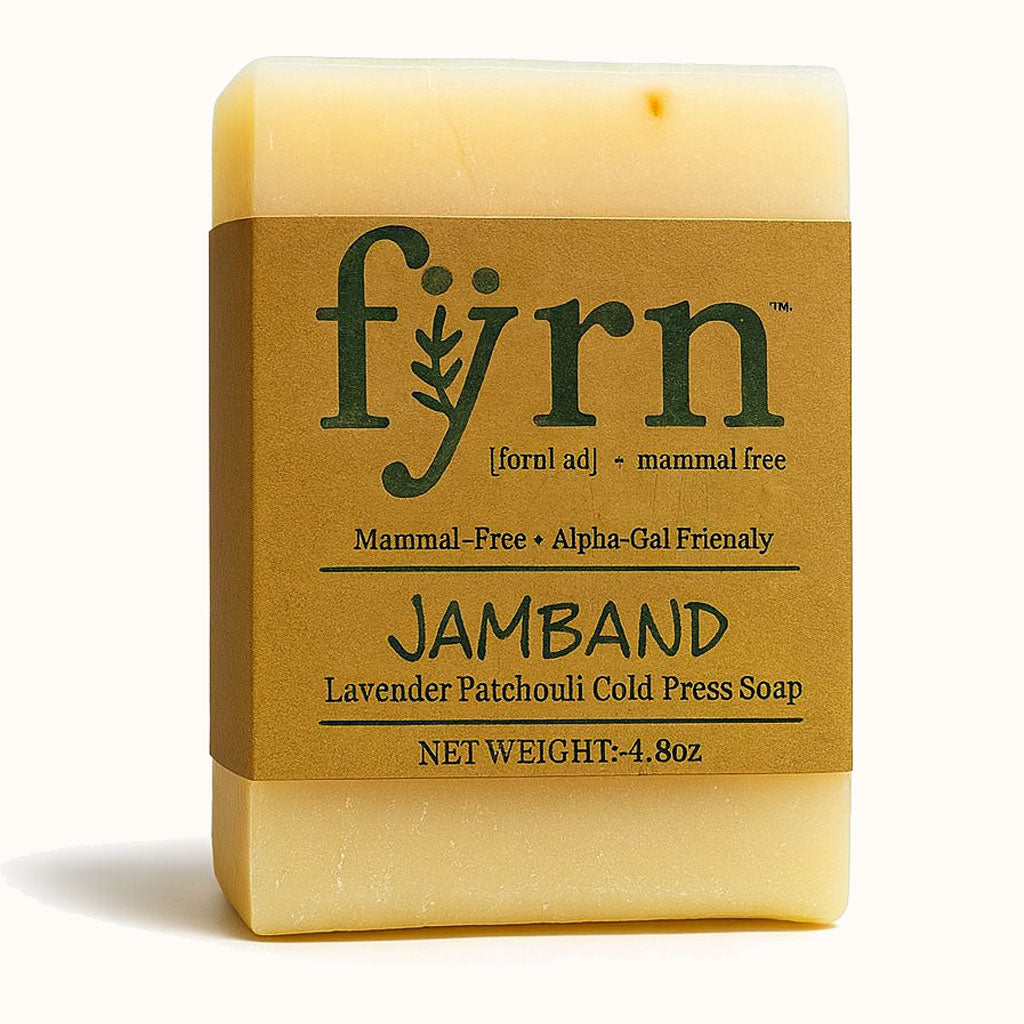 Bar of soap with 'fyrn' branding on a white background