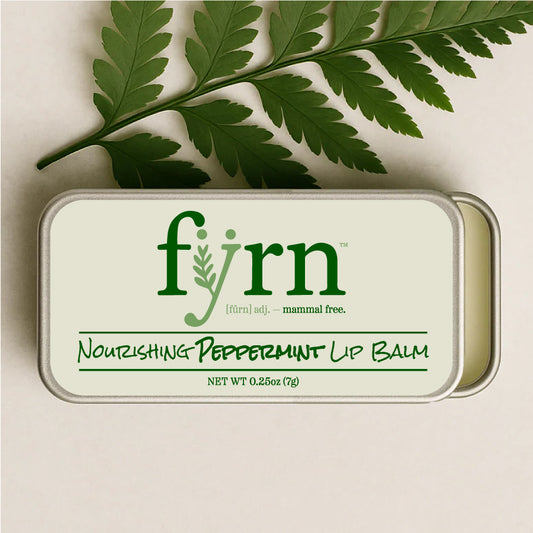 fyrn™ peppermint lip balm tin that is vegan and mammmal-free for alpha-gal