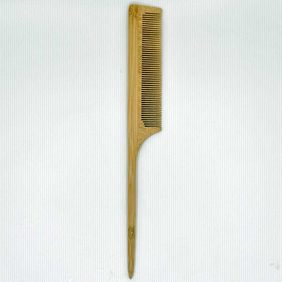 Bamboo comb on a white background