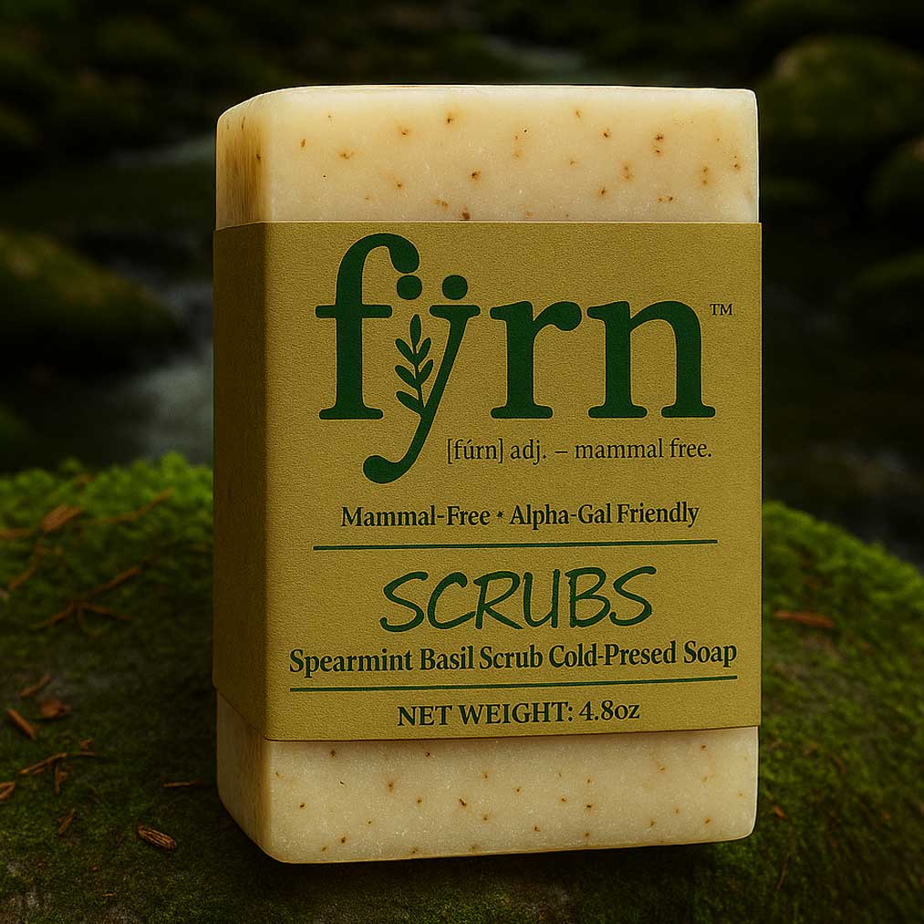 bar of soap that is vegan and alpha-gal friendly wiht spearmint basil scent