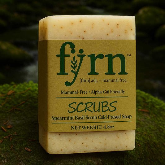 bar of soap that is vegan and alpha-gal friendly wiht spearmint basil scent