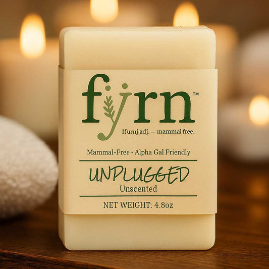 unscented bar soap that is vegan alpha-gal friendly and mammal safe.