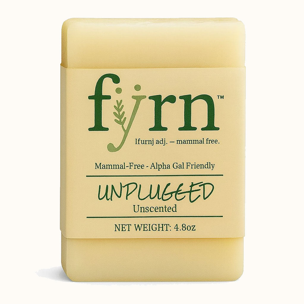 Bar of soap with 'fyrn' branding on a white background